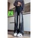BOY Washed Gradient Color Lightning Pattern Tie-Dye Jeans For Men American High Street Vibe Slimming Straight-Leg Slightly_mkmklike.com