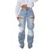 Women’s Clothing Hollow Diamond Overalls Multi pocket Stretch Jeans for Women_mkmklike.com