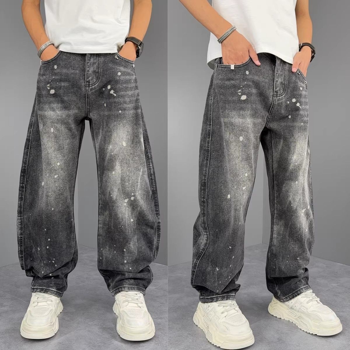 Light Blue Spring Summer Jeans for Boys Handsome Trendy Harem Pants Loose Casual Carrot Style Versatile Washed Denim_mkmklike.com