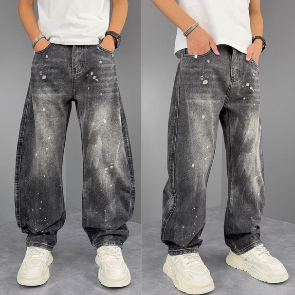 Light Blue Spring Summer Jeans for Boys Handsome Trendy Harem Pants Loose Casual Carrot Style Versatile Washed Denim_mkmklike.com