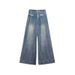 Vintage Wide-Leg Jeans For Women, Spring And Autumn New Style, Plus Size, Slimming Design, Loose Fit, Floor-Length Pants_mkmklike.com