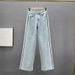 Women's Clothing Heavy Duty Hot Diamond Jeans High Waist Slimming High Elastic Dark Blue Washed Straight Pants_mkmklike.com