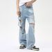 Men's Clothing 2025 Summer New Products Niche Heavy Industry Destroyed Hole Jeans Casual Loose Trend_mkmklike.com