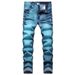 HME Men's Slim Fit Stretch Straight Leg Jeans Washed Fashion Export Quality Cross Border E-Commerce for Europe And America_mkmklike.com