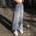 Women's High Waist Wide Leg Jeans - Relaxed Fit Straight Denim Pants With Pockets, Cotton Blend Casual Streetwear For Ladies_mkmklike.com