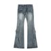 American Style Frayed Edge Jeans Hot Girl Design Low Waist Slim Fit Flared Pants_mkmklike.com