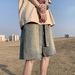 Men's Clothing Washed Denim Shorts Retro Street Style Pants High Street Fashion Loose Wide Leg Shorts_mkmklike.com