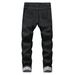 Men's Relaxed Fit Light Blue Hip Hop Jeans - Cotton Blend Straight Leg Streetwear Pants For Skateboarding & Casual Wear_mkmklike.com