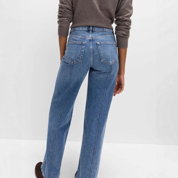 High Stretch High Waisted Wide Leg Jeans Women's Slimming Retro Washed Denim Spring/Autumn Regular Fit England Style Fashion_mkmklike.com