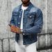 Men's Slim Fit Denim Jacket Spring Versatile With Slight Stretch Polyester Fabric_mkmklike.com