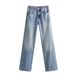 2023 Autumn New European And American Cross-Border Women's Casual Washed Wide-Leg Mid-Waist Trendy Long Jeans_mkmklike.com