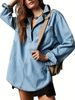 Women's Clothing V-Neck Denim Jacket – Trendy Long Sleeve Overshirt (Casual, Lightweight & Versatile Layering Piece)_mkmklike.com