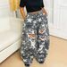 Women's Star Camo Ripped Jeans - Y2K Wide Leg Denim Pants, Mid Rise Loose Fit Vintage Washed For Streetwear & Casual_mkmklike.com