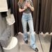 Plus Size American Washed Straight Leg Jeans For Women, New Spring Style, Slim Fit, Loose Fit, High Waist, Versatile, Floor Length Pants_mkmklike.com