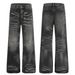 Men's High-Street Black Distressed Bootcut Jeans With Cat Whisker Design – Stylish & Slimming Fit_mkmklike.com