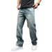 Men's Star-Print High Street Jeans – Vintage Washed Denim Pants (Straight Cut, Non-Stretch, Mid-Rise, Unisex Streetwear)_mkmklike.com