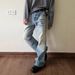 High Street American Style Washed Vintage Jeans For Men Loose Straight Slightly Flared Slimming Pants_mkmklike.com