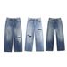 Women's Clothing Classic Mid-Rise Fold-Up Jeans Casual Cotton Solid Color Spring/Autumn Summer Homme Clothing_mkmklike.com