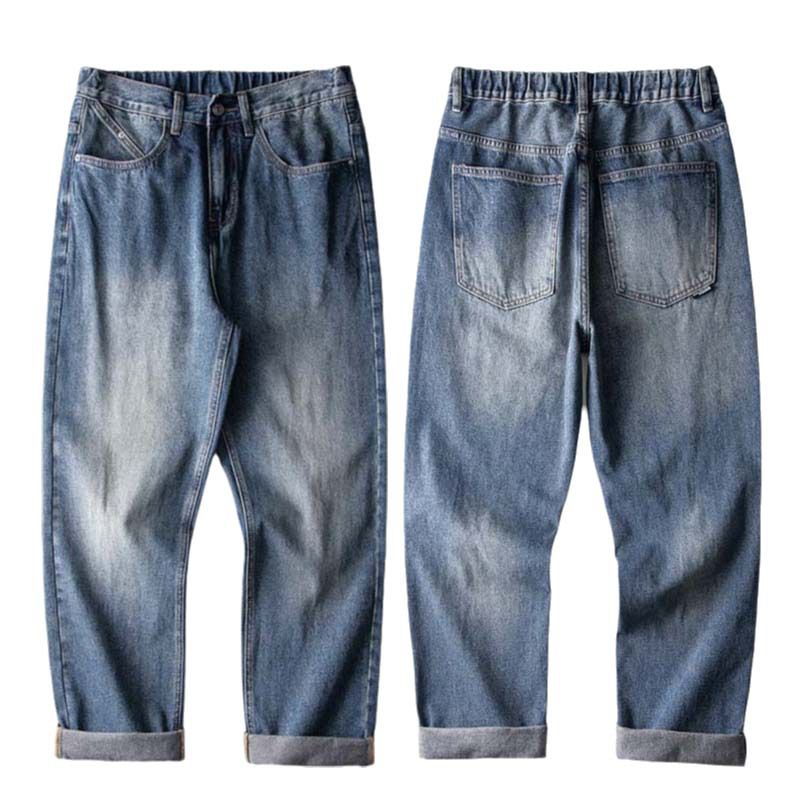 Men’s Vintage Washed Baggy Jeans – Streetwear High-Waisted Loose Fit Denim Pants (28-40)_mkmklike.com