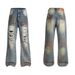 Women's Clothing High Street Washed Loose Wide Leg Pattern Wide Leg Printed Jeans Straight Trousers For Men_mkmklike.com