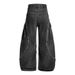 Washed Vintage Oversized Wide-Leg Jeans For Men, Niche Design, Street Style, Deconstructed Patchwork, Frayed Hem, Cargo_mkmklike.com