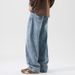 Men's Clothing Men's Cropped Straight Jeans - Korean Streetwear Denim Pants With Unique Cut_mkmklike.com