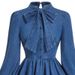 K Women's Sweet And Trendy Bow Tie Waist Slimming Denim Dress_mkmklike.com