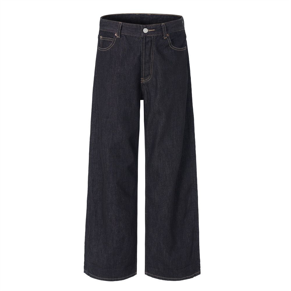 American Style Original Color Denim Straight-Leg Men's Cleanfit Trend Loose Simple Button Front Casual Pants_mkmklike.com
