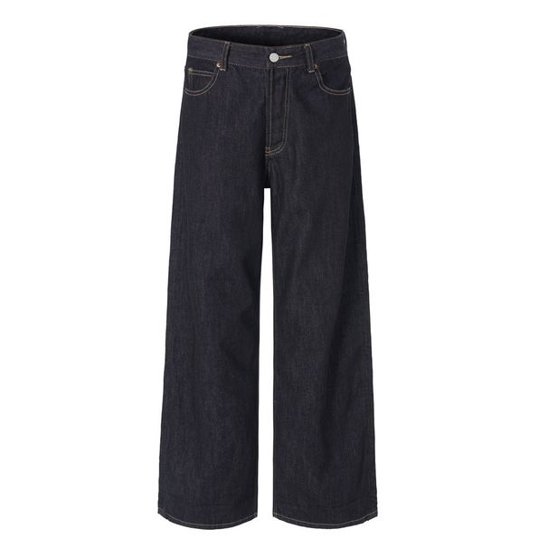 American Style Original Color Denim Straight-Leg Men's Cleanfit Trend Loose Simple Button Front Casual Pants_mkmklike.com