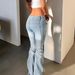 Low Rise Stretch Flare Jeans For Women - High Waist Slim Fit Bootcut Denim Pants With Vintage Wash - Sexy Streetwear Style (Blue, Black, Gray)_mkmklike.com
