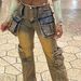 European And American Street Style Patchwork Multi-Pocket Jeans For Women, Trendy Straight-Leg Pants_mkmklike.com