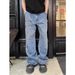 Men's Clothing Washed Distressed B73 Double Knee Casual Loose New Vintage Jeans_mkmklike.com