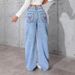 2025 Summer New Cross-Border American Retro Drapey Jeans For Women, High-Waisted, Wide-Leg, Loose, Straight-Leg Long_mkmklike.com