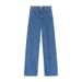 Women's High Waist Straight Leg Wide Leg Jeans - Comfortable Cotton Casual Trousers For Office & Daily Wear_mkmklike.com