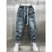 Men's Clothing Retro Washed Blue Jeans Men 2025 Spring And Autumn Trendy Brand Slim Fitting Harem Pants Handsome Buttoned Casual Pants_mkmklike.com
