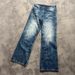 American Retro Dark Blue Lightning Cracked Jeans For Men And Women Loose Wide Leg Pants Washed Straight Flared Pants_mkmklike.com