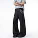 Men's Trendy Black Snakeskin Denim Jeans Mid Waist Straight Loose Fit Slightly Flared Trousers For Autumn/Winter High Street Style_mkmklike.com