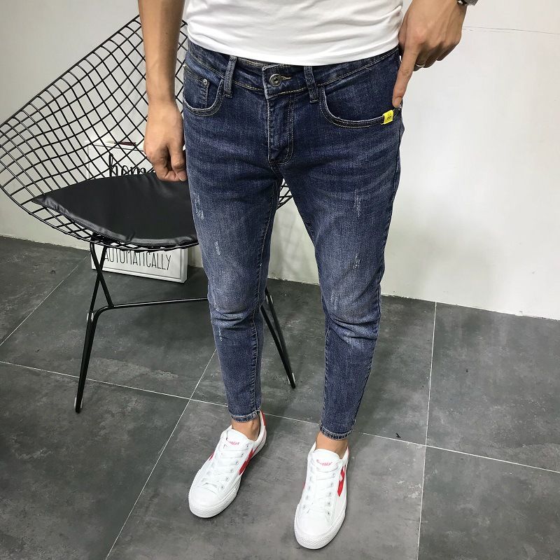 Men's Clothing Autumn And Winter Men's Slim Fit Spirited Young Men Social Fast Hand Celebrities The Same Tight Black Stretch Skinny Jeans_mkmklike.com