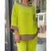 Women's Clothing loose large size casual round neck top shirt straight pants suit_mkmklike.com