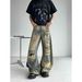Unisex Heavy Duty Distressed Scimitar Jeans Retro Ripped Loose Wide Leg Trousers Wasteland Style Versatile Denim_mkmklike.com