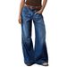 Women's Clothing Loose Slim Women's Wide Leg Straight Pants Denim Nine Point Pants_mkmklike.com