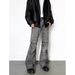Temperament, No Brand, Versatile, Simple, Wasteland, Feng Shui, Washing, Making Old, Wrinkled, Micro Flared Jeans,_mkmklike.com