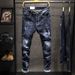 Elastic Jeans Mens New Winter Spring Distressed Trend Versatile Korean Slim Fit And Minimalist Men's Leggings_mkmklike.com