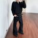 Men's Black Bootcut Jeans | Vintage Washed Micro Flare Denim Pants | Clean Fit Stretch Cotton | Retro 70s Style | S/M/L/XL_mkmklike.com