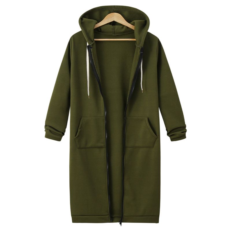 Women's Clothing Autumn and Winter Women's Clothing Hooded Long Sleeve Mid Length Sweater Fleece Long Coat_mkmklike.com