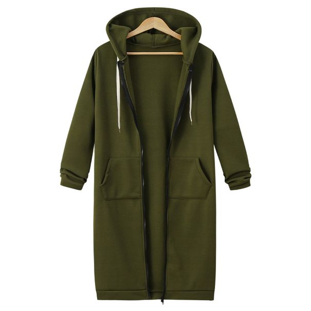 Women's Clothing Autumn and Winter Women's Clothing Hooded Long Sleeve Mid Length Sweater Fleece Long Coat_mkmklike.com