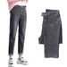 High-waisted Elastic Waist Jeans For Women, Loose Fit, Plus-size, Versatile, Slim-fit Straight Pants, Korean-style_mkmklike.com