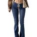 Women's Clothing Retro Fashion Trendy Versatile Street Style Medium Elastic Flared Drawstring Frayed Edge Jeans_mkmklike.com