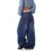Retro American Street Style Silhouette Curved Blade Jeans Loose Wide Leg Floor Length Trousers Banana Pants Sickle Pants Men's Denim_mkmklike.com