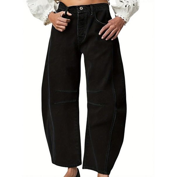 Women's Relaxed Straight-Leg Jeans – High-Waisted Washed Denim Pants With Effortless Drape_mkmklike.com